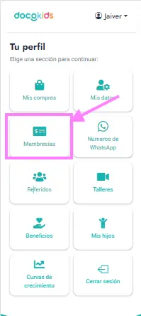Paso 3 cancelación membresia - Haz click en Membresia