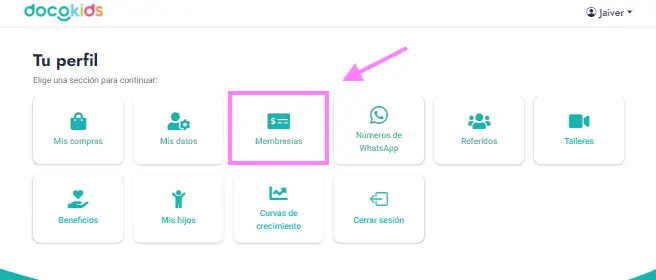 Paso 3 cancelación membresia web - Haz click en Membresia